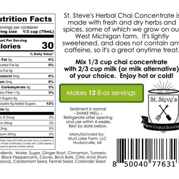 St. Steve's Farm-Crafted Beverages - Wholesale Iced Tea - Herbal Chai Concentrate2