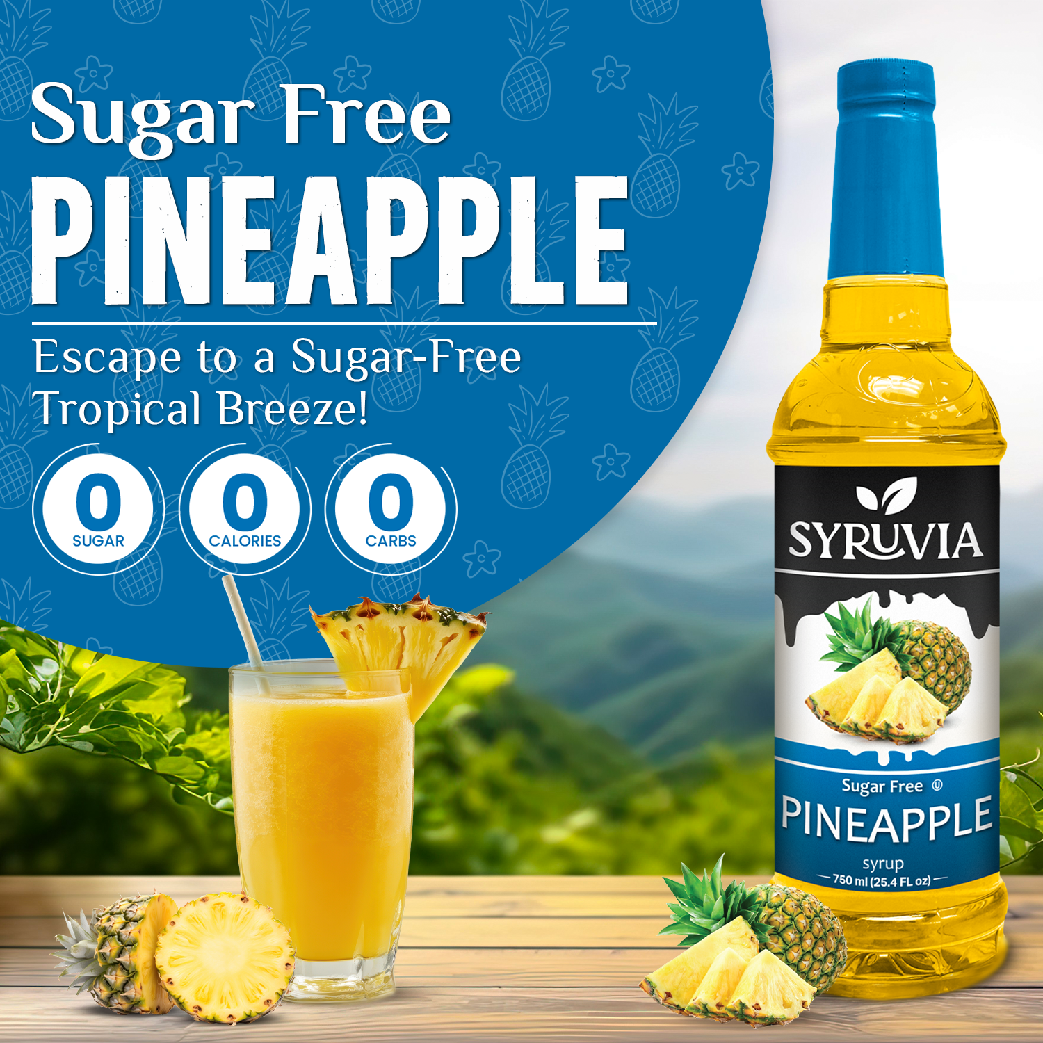 Syruvia - Wholesale Cocktail Mix/Syrup - Sugar-Free Pineapple Syrup1