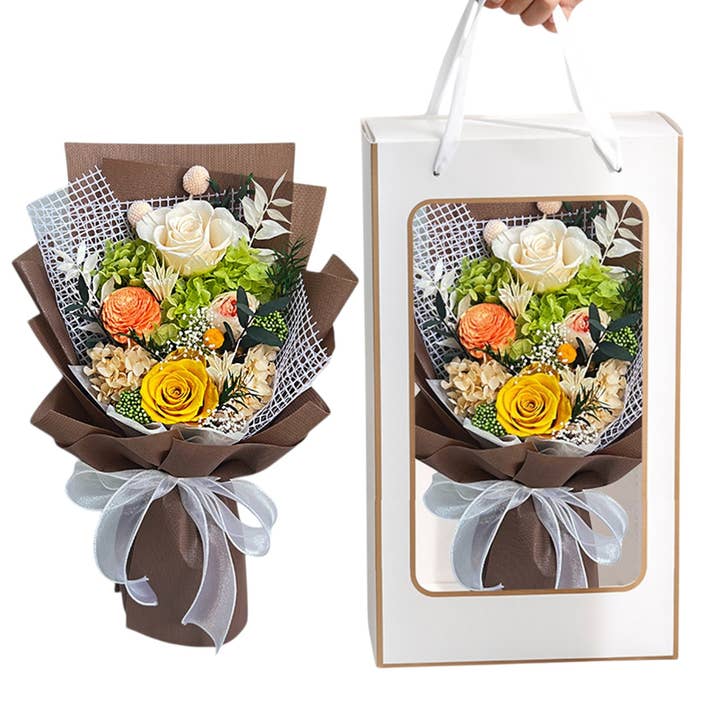 Mix Rose Brown Artificial Flower Bouquet FN043 (1PC) for wholesale by TAPA fashion