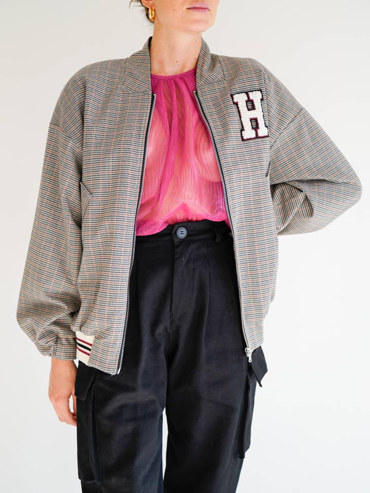 Houndstooth bomber for wholesale by Haveone