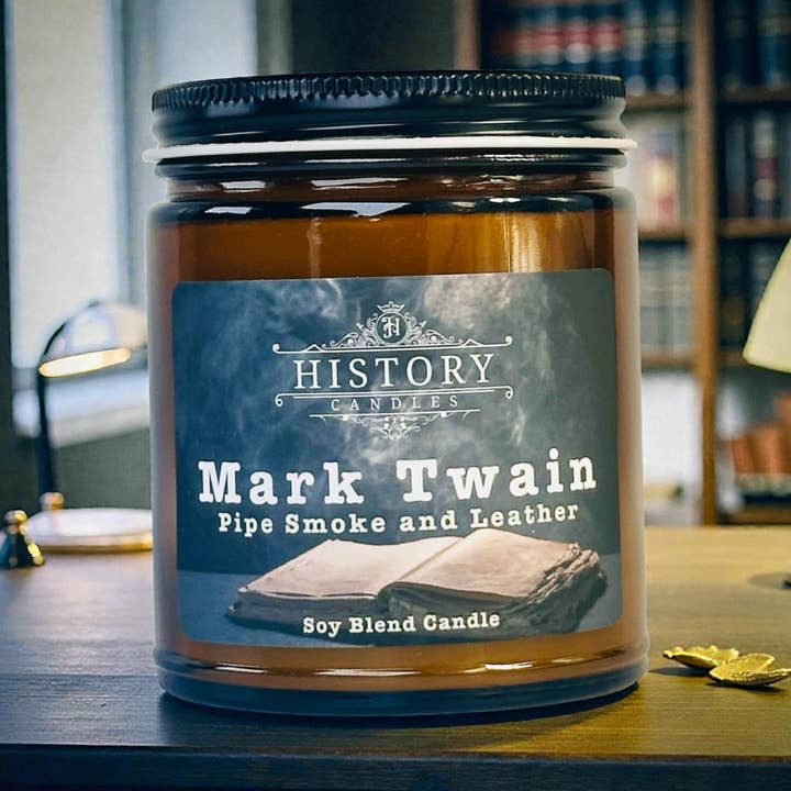 MARK TWAIN Candle | Gift Shop Memorabilia for wholesale by History Candles