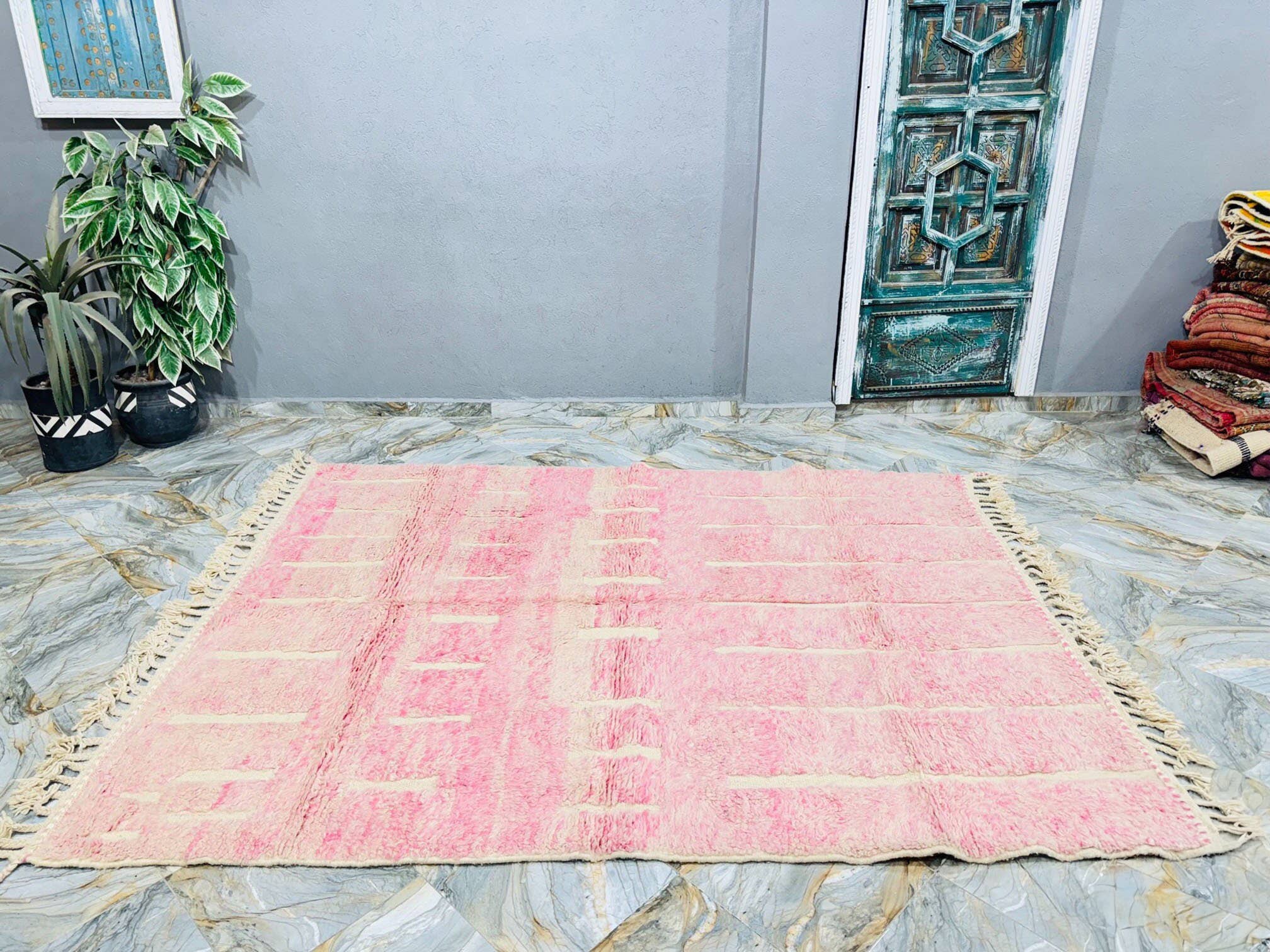 Moroccan Woven Treasures - Wholesale Area Rug - Light Pink Moroccan Rug, Hand-tufted Berber Rug, area rug1