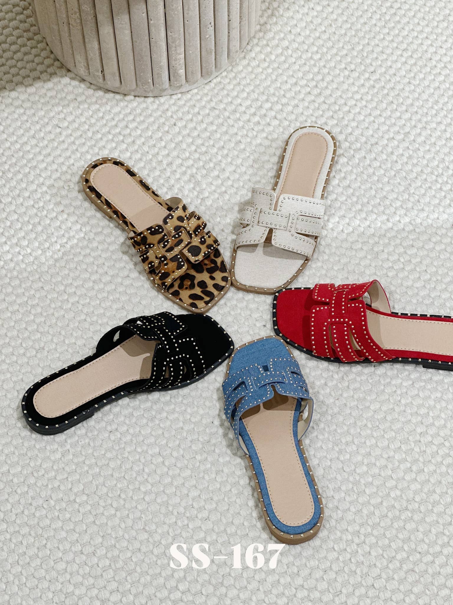 Stephan Paris - Wholesale Mules - Women's - Flat studded suede mules SS-1672