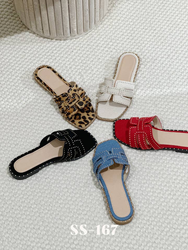 Stephan Paris - Wholesale Mules - Women's - Flat studded suede mules SS-1672