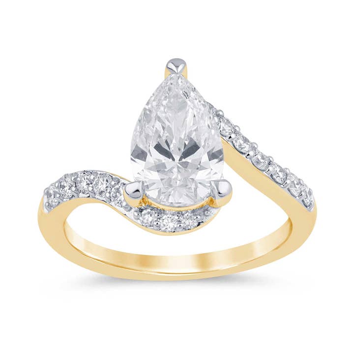 2,33 CTW VS Ronde & 2,00 CTW Peer Diamanten Ring in 14K Goud voor wholesale door White Rock