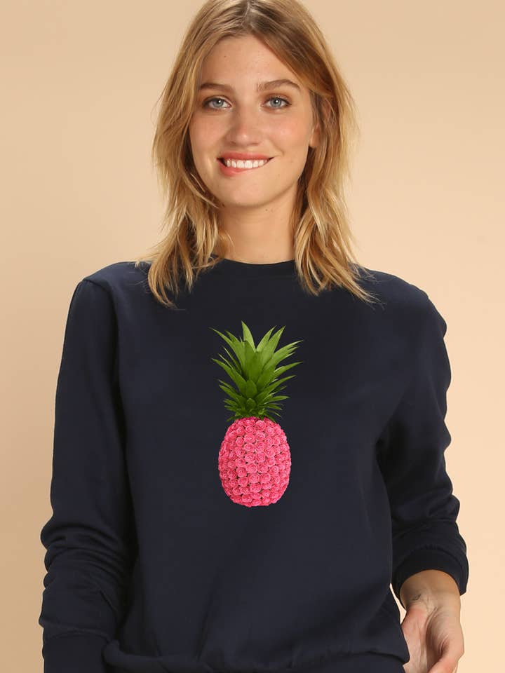 SWEAT NAVY FEMME FLORAL PINEAPPLE pour la vente par Wooop