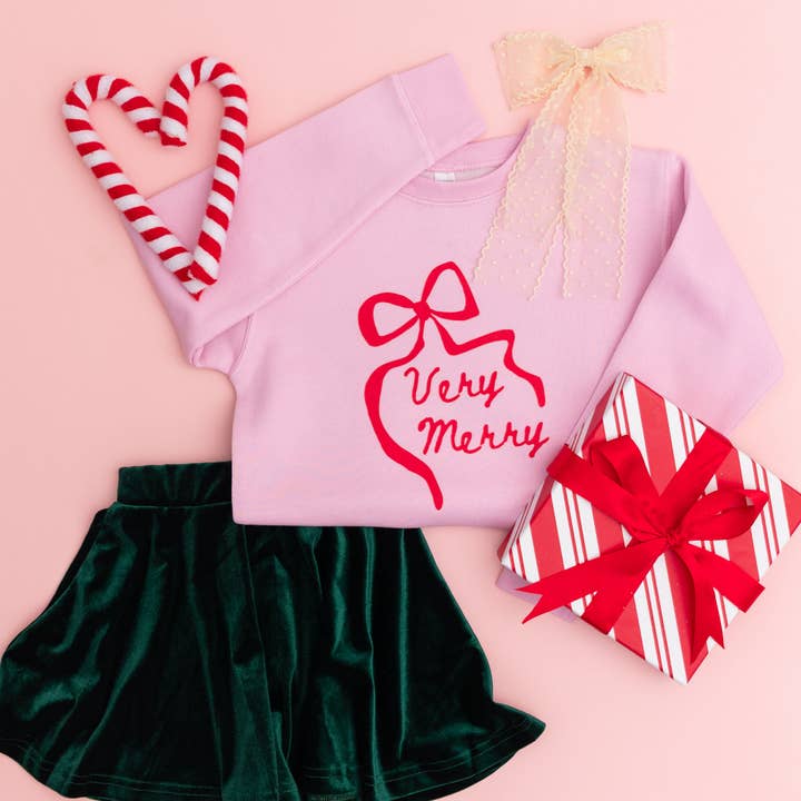 Benny & Ray Apparel - Wholesale Sweatshirt - Kids - Very Merry Coquette Bow Merry Christmas Girl Winter sweater4