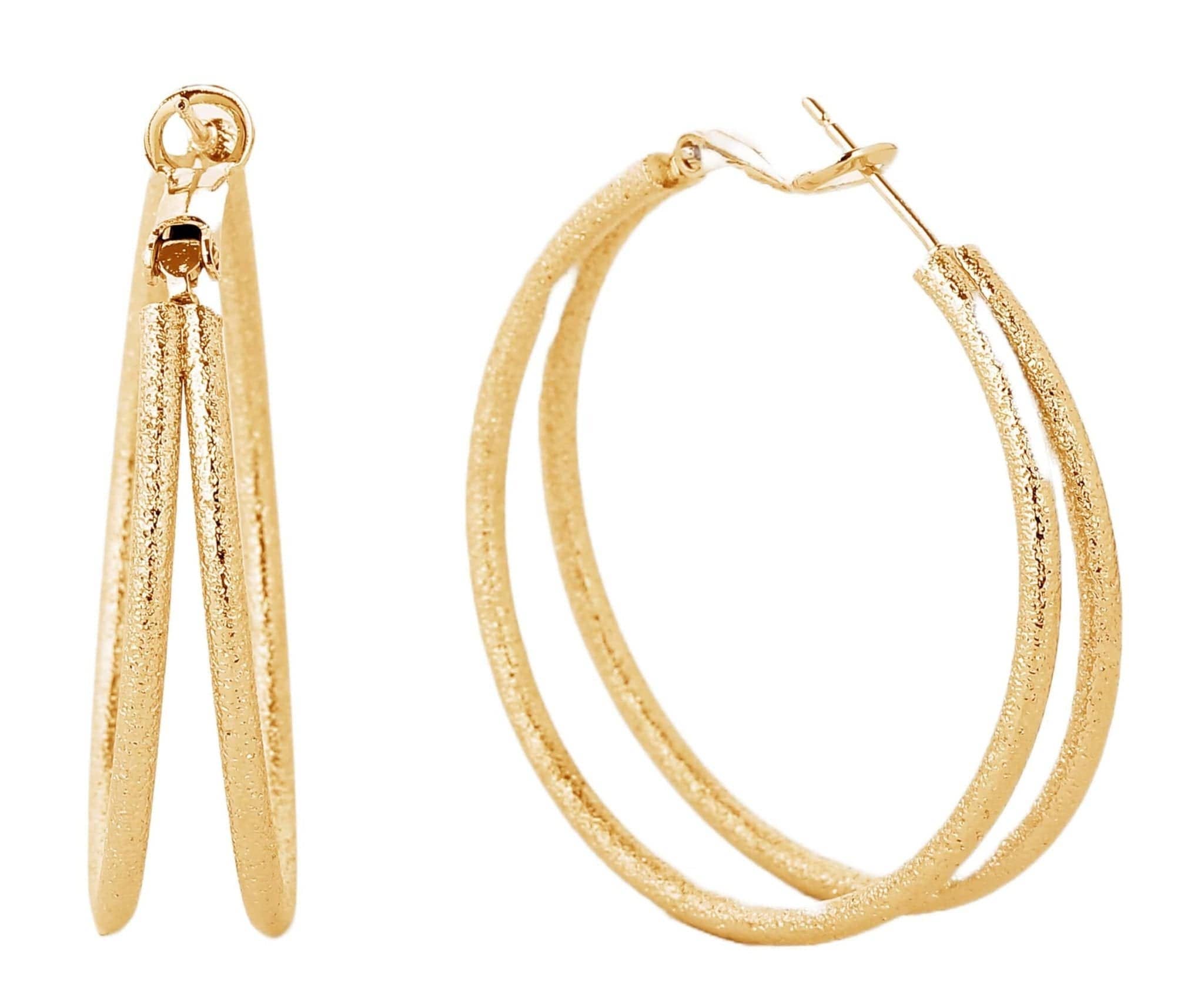 MiMi Wholesale - Wholesale Hoop Earrings - 14K Gold Dipped Omega Closure Hoop Earrings0
