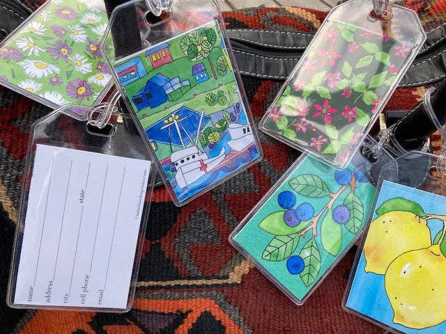 Natasha Zahn Studio - Wholesale Luggage Tag - Luggage Tags, Blueberry Fields2