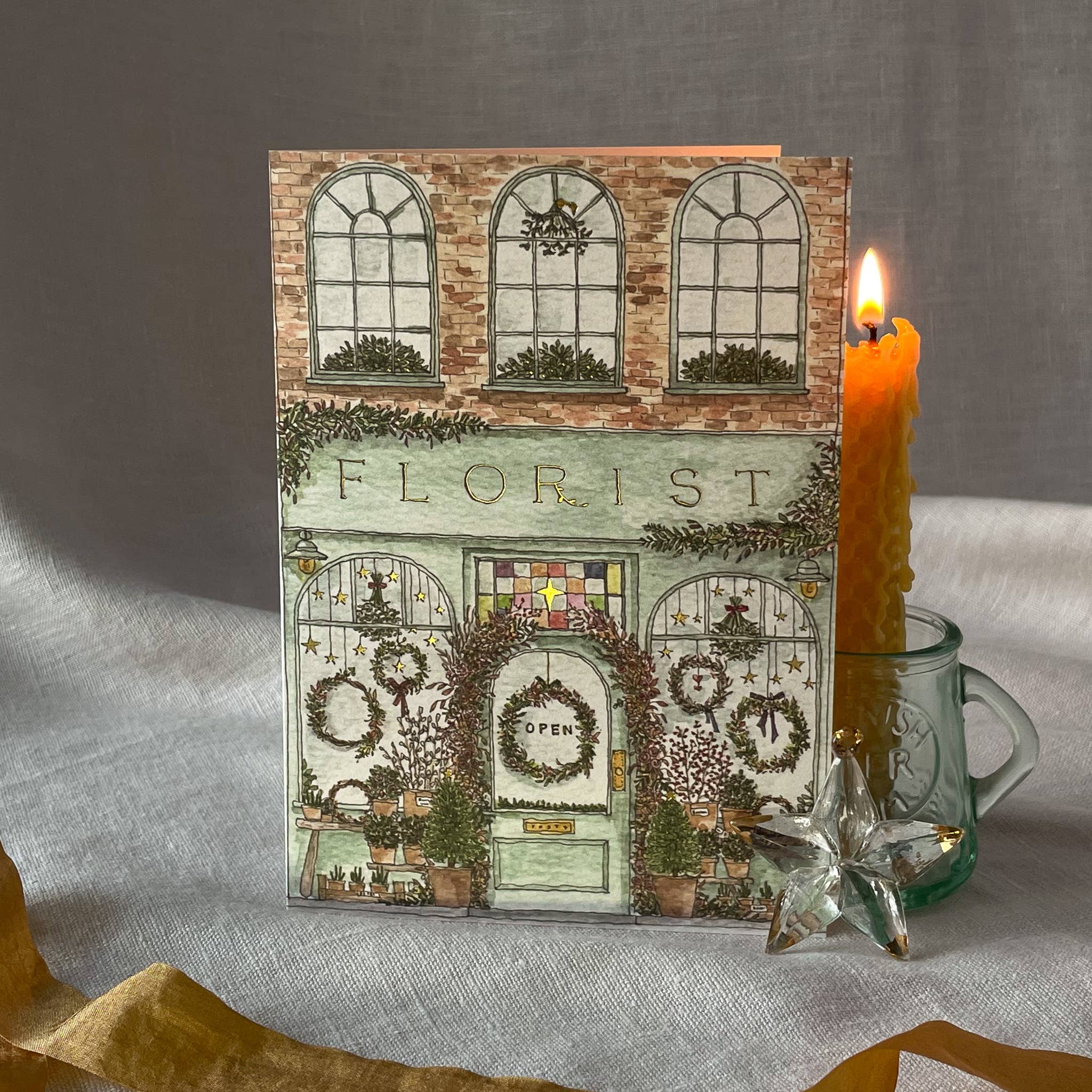 Brittany Davies Illustration - Wholesale Christmas card - Florist Hot Foiled Christmas Card