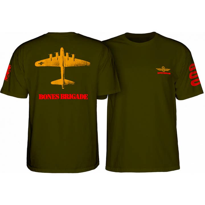 Powell Peralta Bones Brigade Bomber T-shirt Military Green for wholesale by Rat City Sk8 Shop