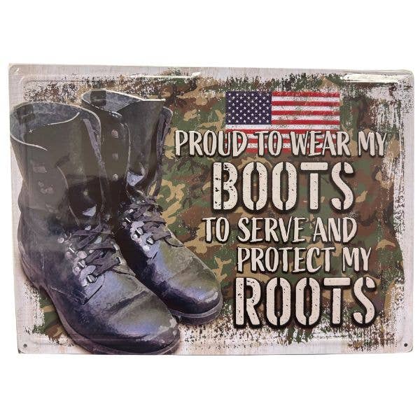 St. Louis Wholesale LLC - Wholesale Sign - Proud To Serve Boots - #61539 - 17"x12" Metal Tin Signs -