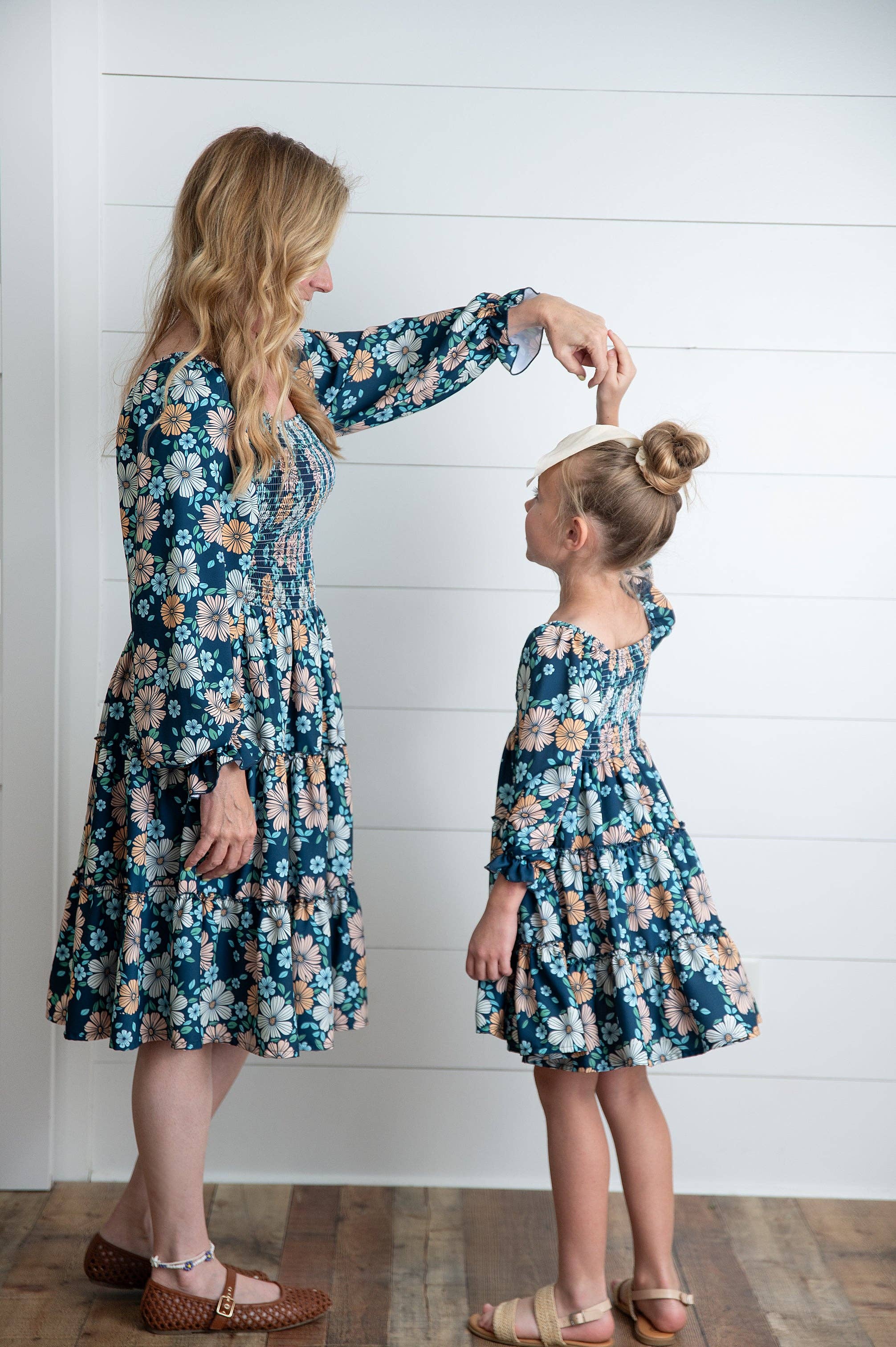 Oopsie Daisy - Wholesale Dress - Women's - Women's Grace Winter Floral Mommy & Me Matching Tiered Dress3