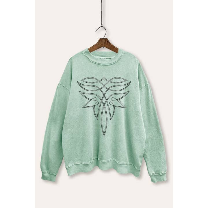 PINK NABI - Wholesale Graphic Sweatshirt - Women's - WESTERN BOOT STITCH PATTERN GRAPHIC WOMEN'S SWEATSHIRT3