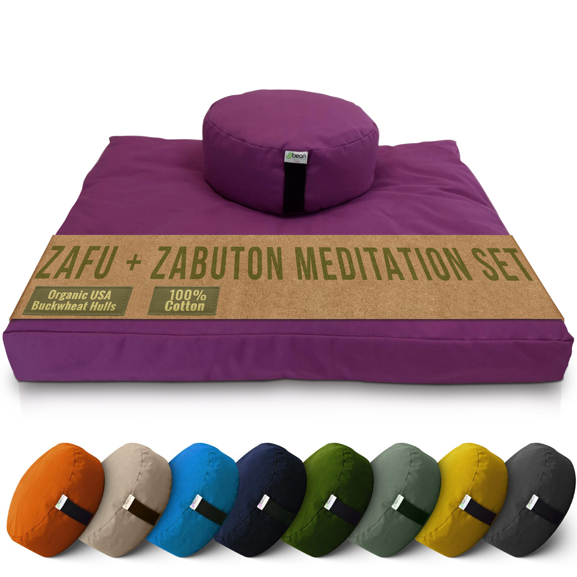 Bean Products - Wholesale Meditation Supplies - Zafu + Zabuton Meditation Cushion Set - Cotton ..Made in USA3