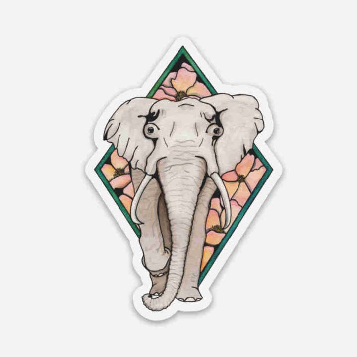 "Elle the Elephant" Vinyl Die Cut Sticker for wholesale by PinkPolish Design