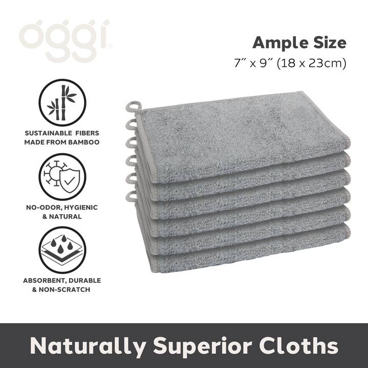 Set of 6 Bambou Kitchen Cloths Solid - Gray for wholesale on Faire