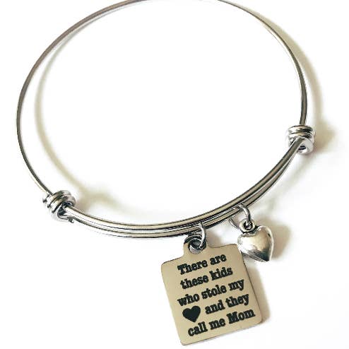 These Kids Stole My Heart Mothers Day Mom Bangle Bracelet for wholesale by M.Ree Jewels Creative