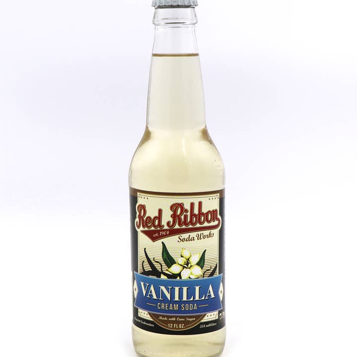 Grandpa Joe's Candy Shop - Wholesale Soda/Carbonated Drink - Red Ribbon Vanilla Cream, 12 Fl oz, 12ct Bottles
