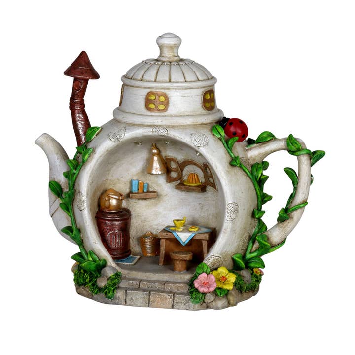Exhart - Wholesale Outdoor Ornament/Decor - Solar Teapot Fairy House