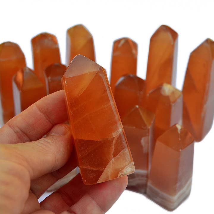 Kaia & Crystals - Wholesale Spiritual Stone/Crystal - Honey Calcite Obelisk (3-7 Pcs) 1 Kg Lot3