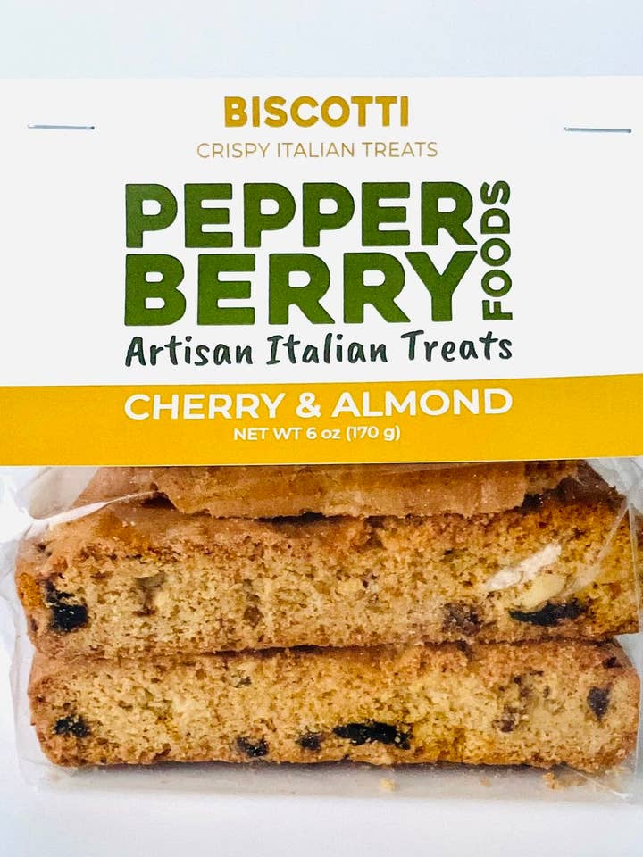 Kirsebær mandel Biscotti for engroshandel hos Pepperberry Foods LLC