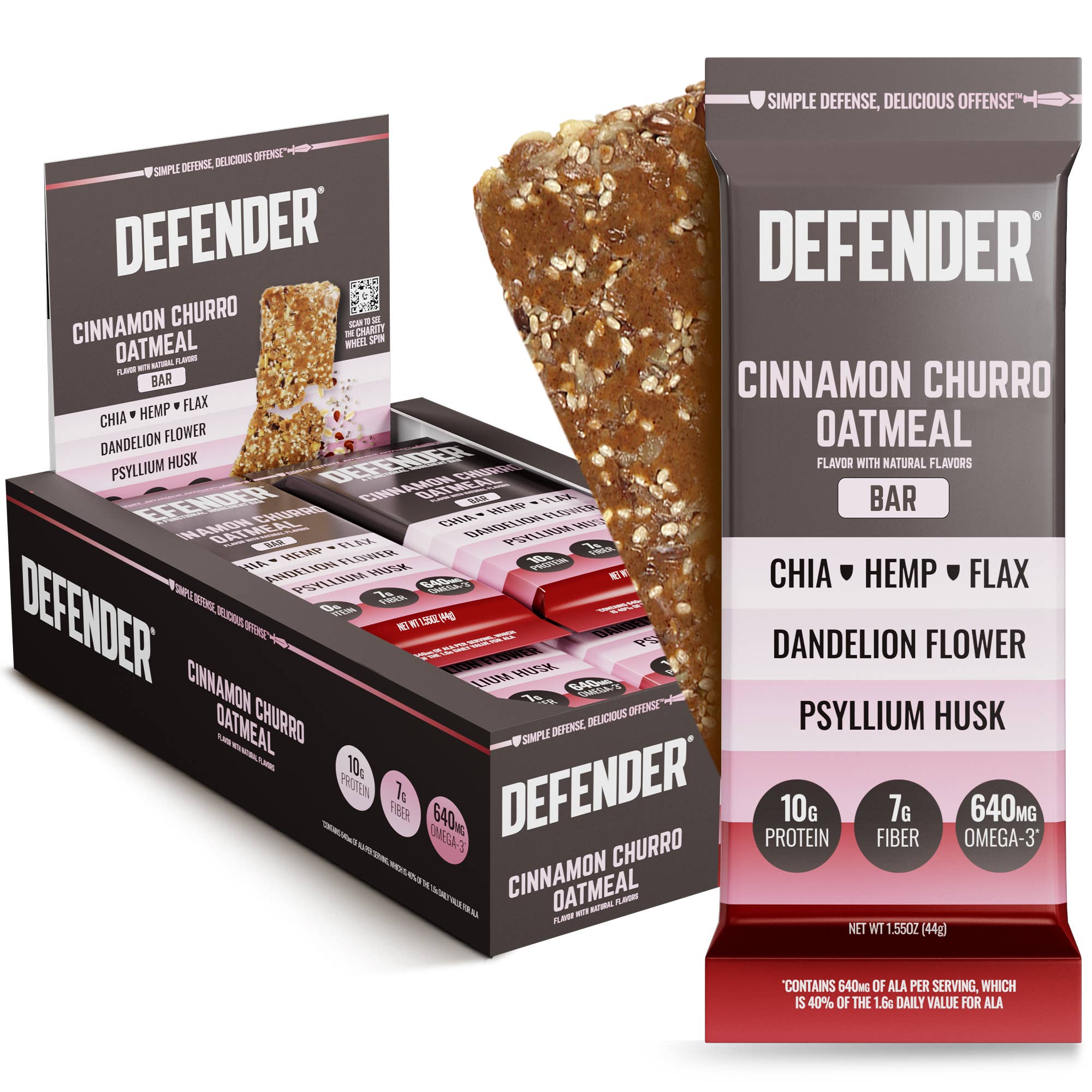 Defender Bar – wholesale Snack bar – NEW: Cinnamon Churro Oatmeal Defender Bar (24 bars)1
