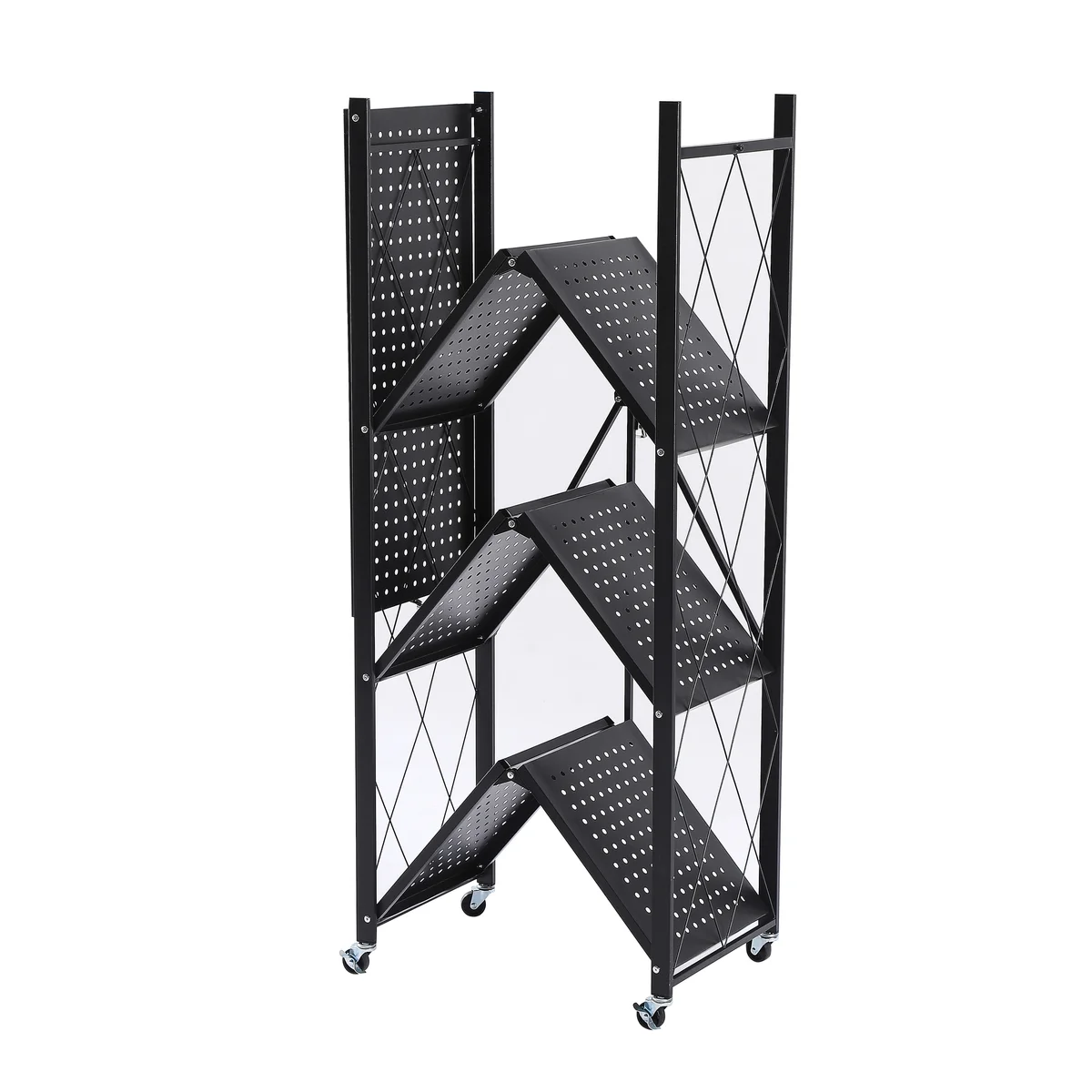 J&V TEXTILES - Wholesale Free Standing Shelf - Assembled Black Foldable Metal Storage Shelving Unit - 3 Sizes!9