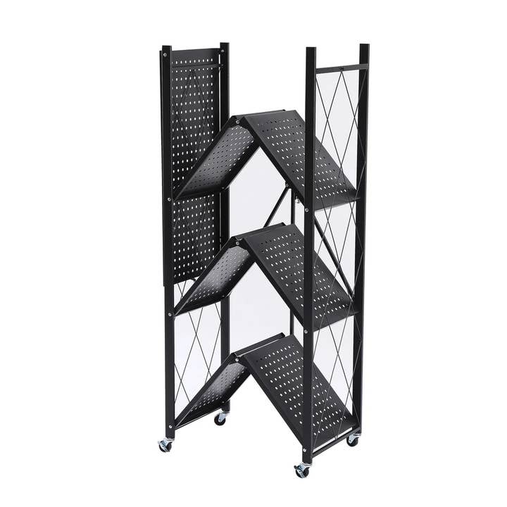 J&V TEXTILES - Wholesale Free-standing shelf - Assembled Black Foldable Metal Storage Shelving Unit - 3 Sizes!9