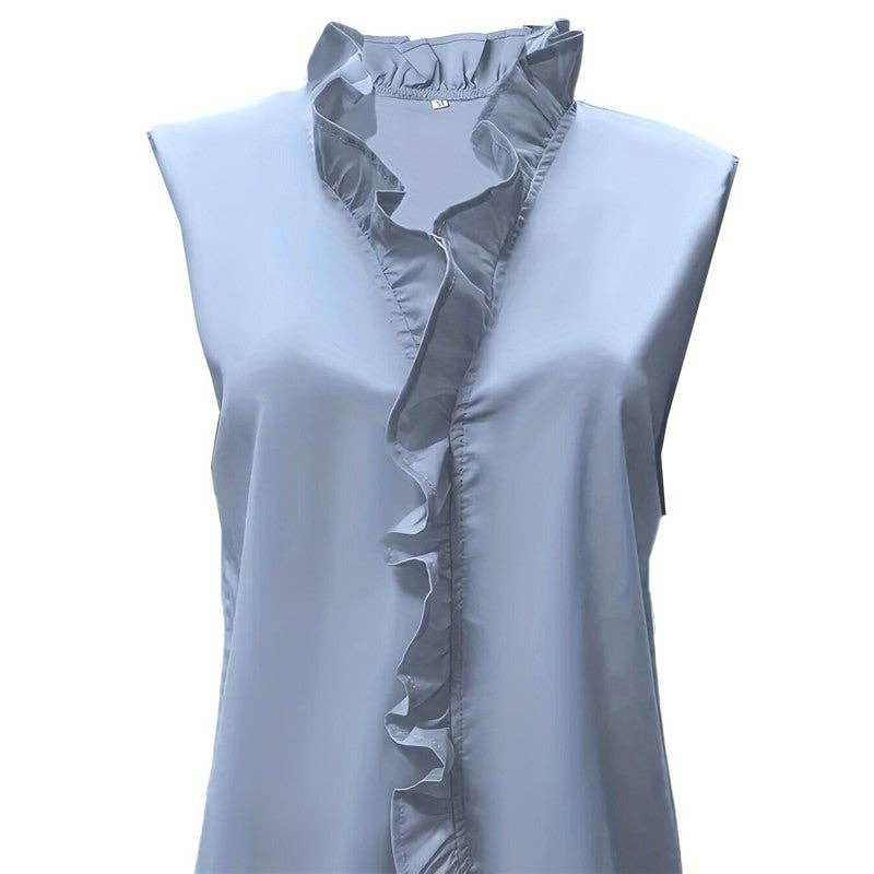 Sheer Trend - Vente Chemisier – femme - Blouse sans manches à col en V de couleur unie2