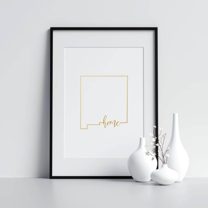 New Mexico 'Home' Real Gold Foil Prints for wholesale by Paperfinch Design