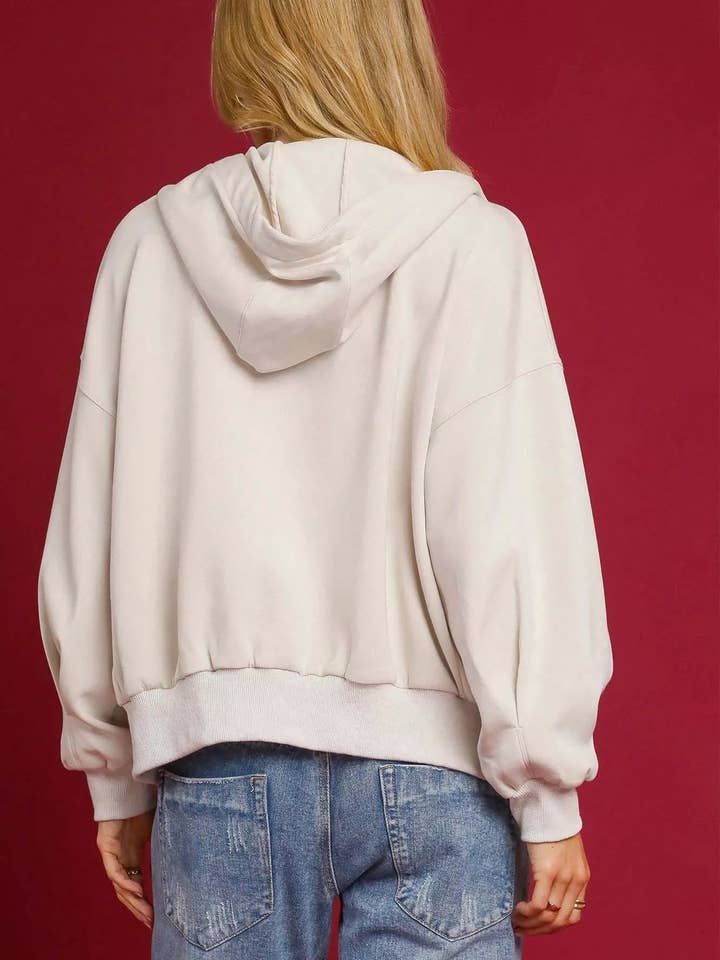 ECRU Umgee Zip-Up Fleece Hooded Jacket for wholesale on Faire2