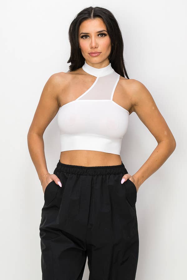 ANWND – Großhandel Strickoberteil – Damen – 51640 ÄRMELLOSES CROP-TOP MIT STEHKRAGEN6