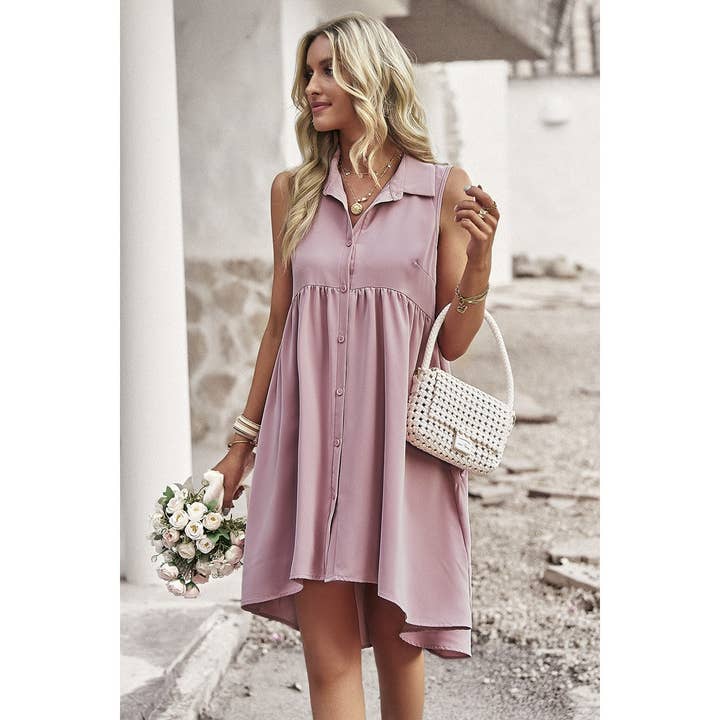 Supreme Fashion - Wholesale Dress - Women's - Sleeveless Solid Peplum Shirt Dress18