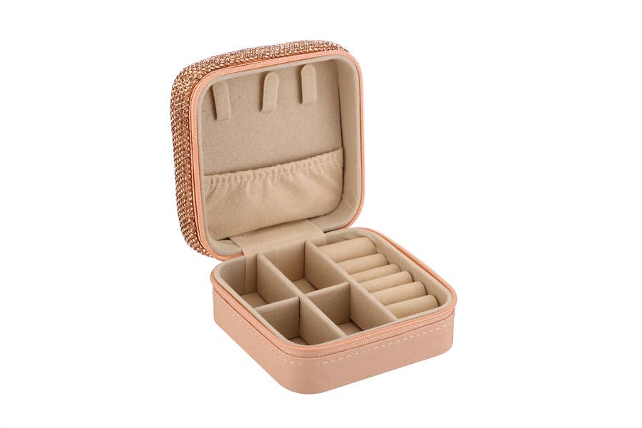 Nima Accessories Inc – Engroshandel Smykkesskrin – Rhinestone Square Smykkeskrin med flere rum7