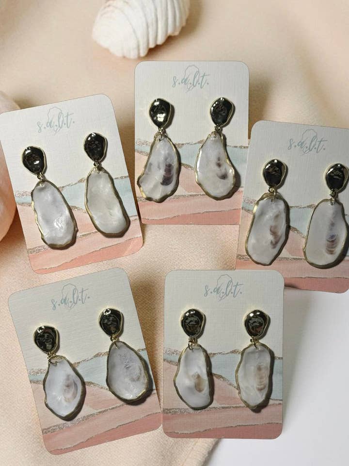 Bella Oyster Shell Drop Earrings for wholesale by S.a.l.t. Handcrafted