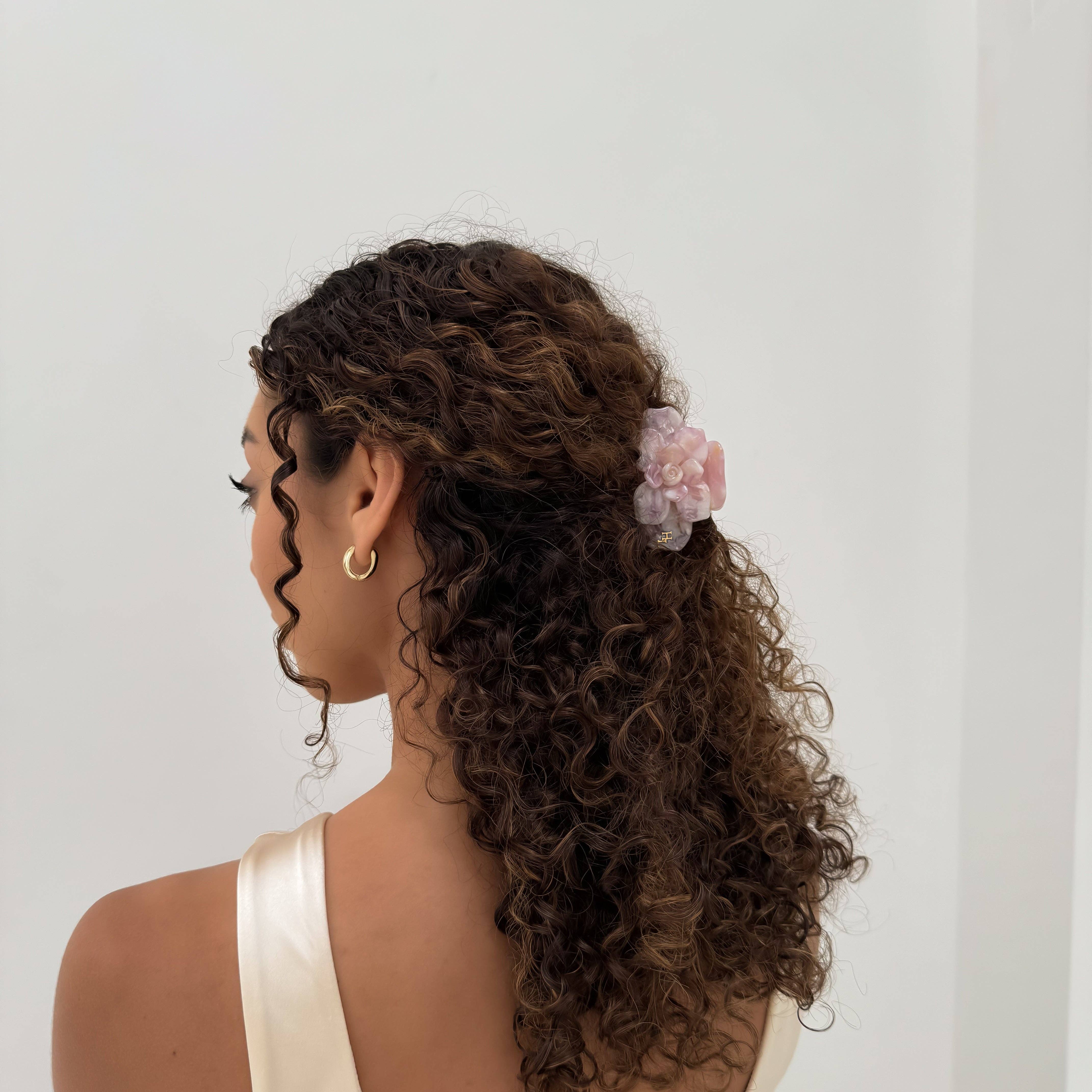 HoneyLux – Großhandel Haarclip – Damen – Acetat Magnolia Claw- Pink Pearl1