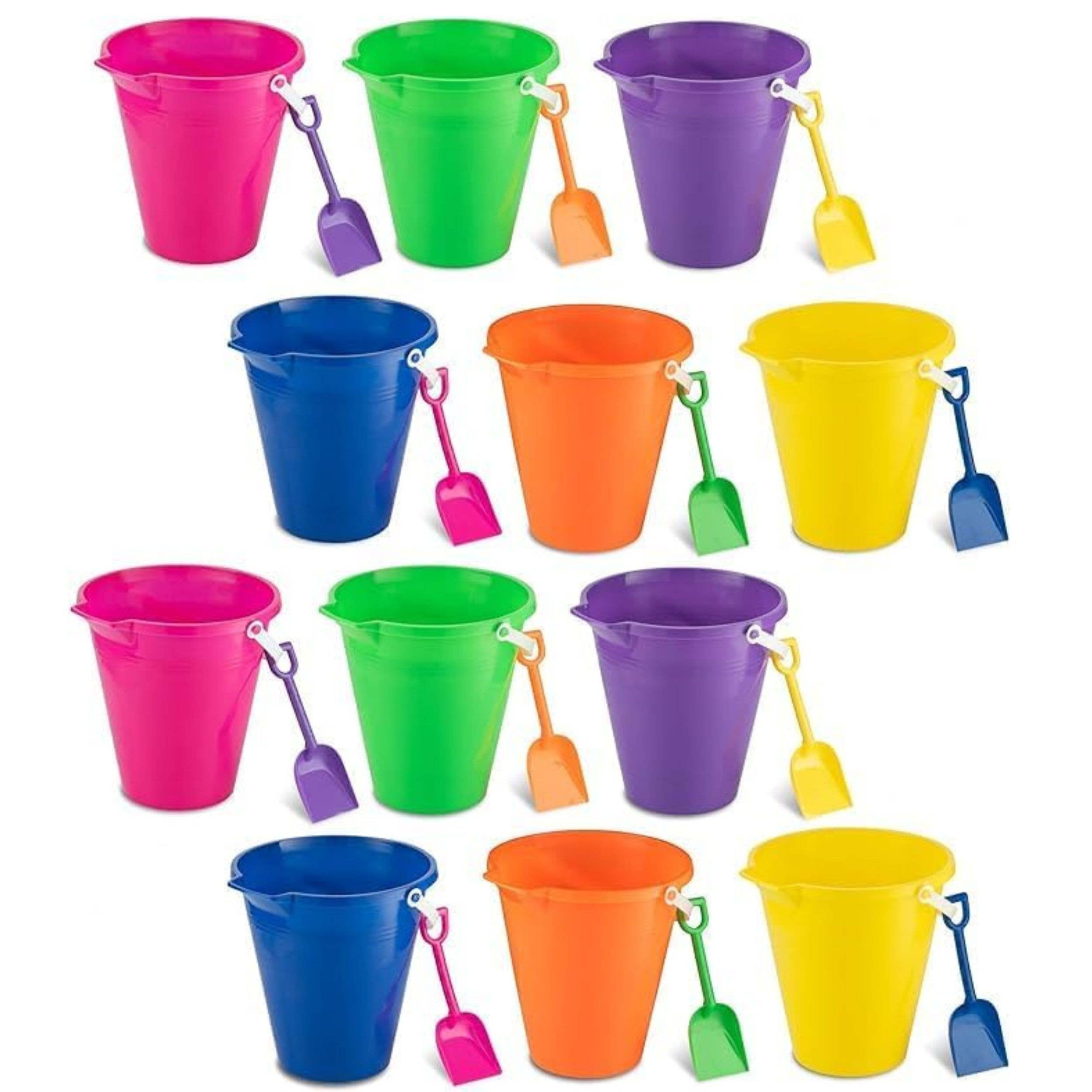 4E's Novelty - Wholesale Beach/Pool Toy - Kids & Baby - 9" Large Sand Bucket with Shovel [12 Pack Bulk] Beach Buckets - Beach Toys for Kids & Toddlers, Party Favors by 4E's Novelty0