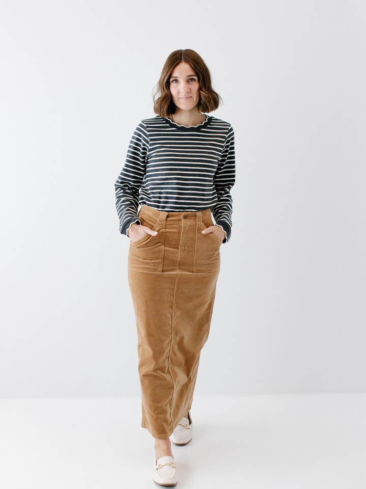 'Autumn' Corduroy Maxi Length Skirt FINAL SALE for wholesale by The Main Street Exchange
