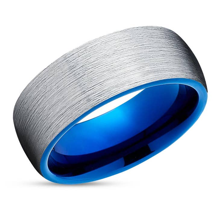 Fede nuziale in tungsteno blu - Fede nuziale blu - Anello nuziale in argento - Fascia in tungsteno per la vendita all'ingrosso da parte di Lucky Love Rings