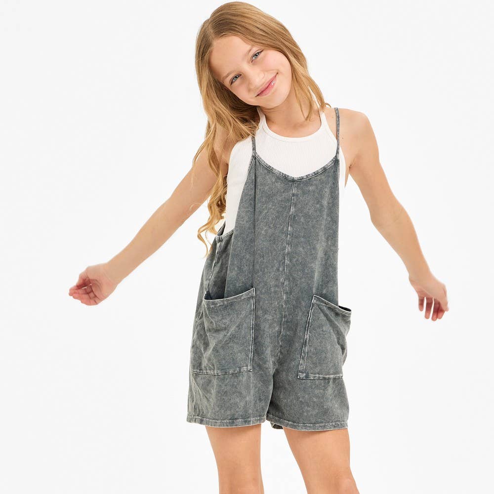 Good Girl - Wholesale Overalls - Kids - Two Pocket Mineral Wash Overall Romper / Onesie2