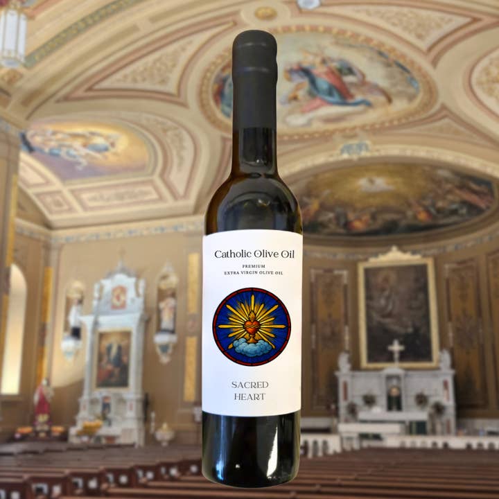 Sacred Heart Extra Virgin Olive Oil for wholesale by Catholic Olive OIl