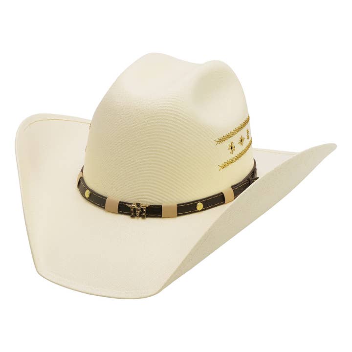 IVORY Gold Rodeo Vaquero Bangora Straw Cowboy Hat for wholesale on Faire3