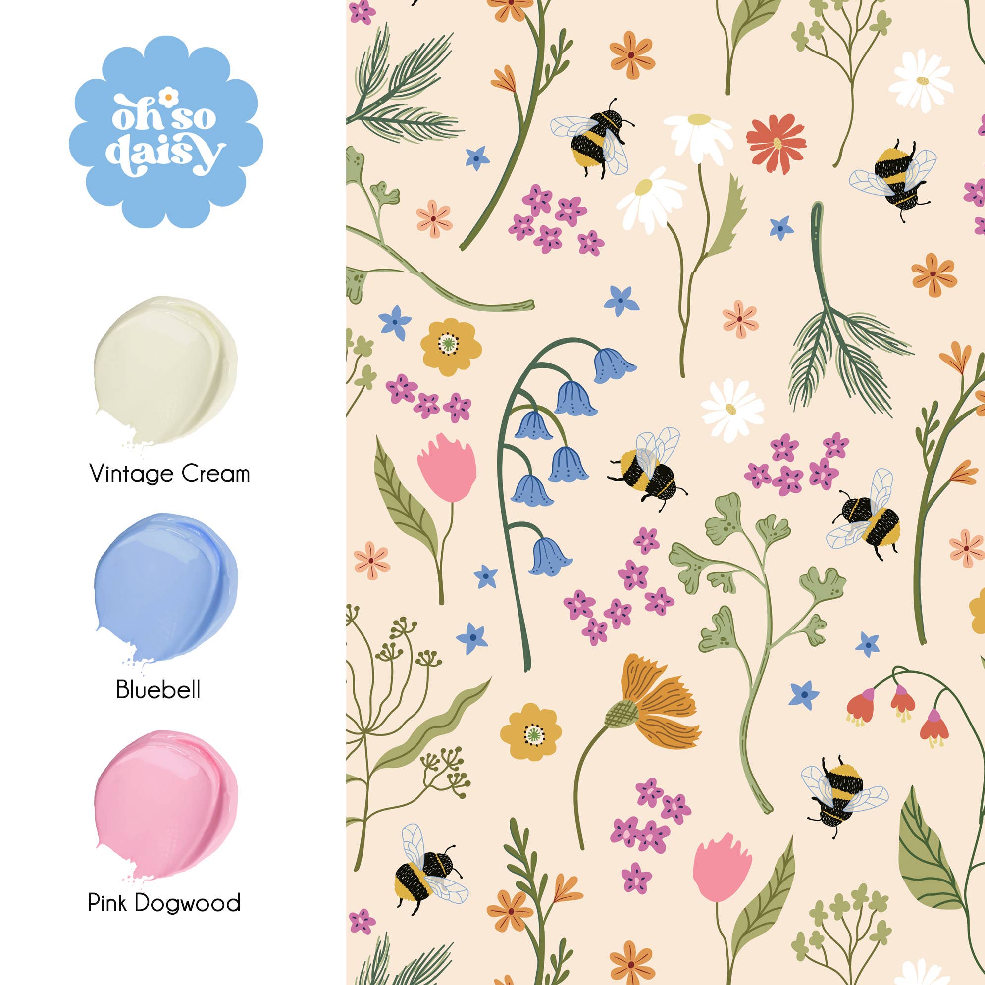 Oh So Daisy - Wholesale Wallpaper - BUMBLEBEE MEADOW WALLPAPER2