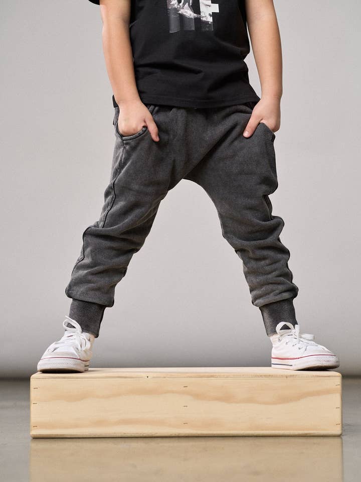 Little Bipsy - Wholesale Lounge Sweatpants/Joggers - Kids - Acid Wash Jogger - Black
