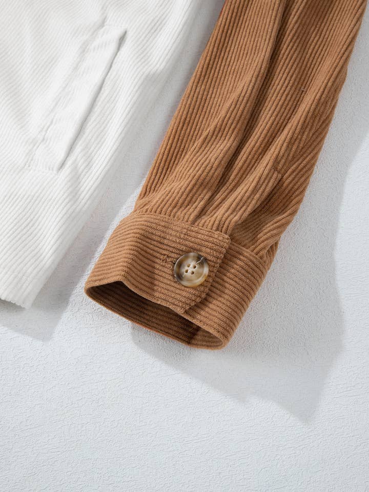 Brown Harvest Blend Corduroy Shacket for wholesale on Faire3