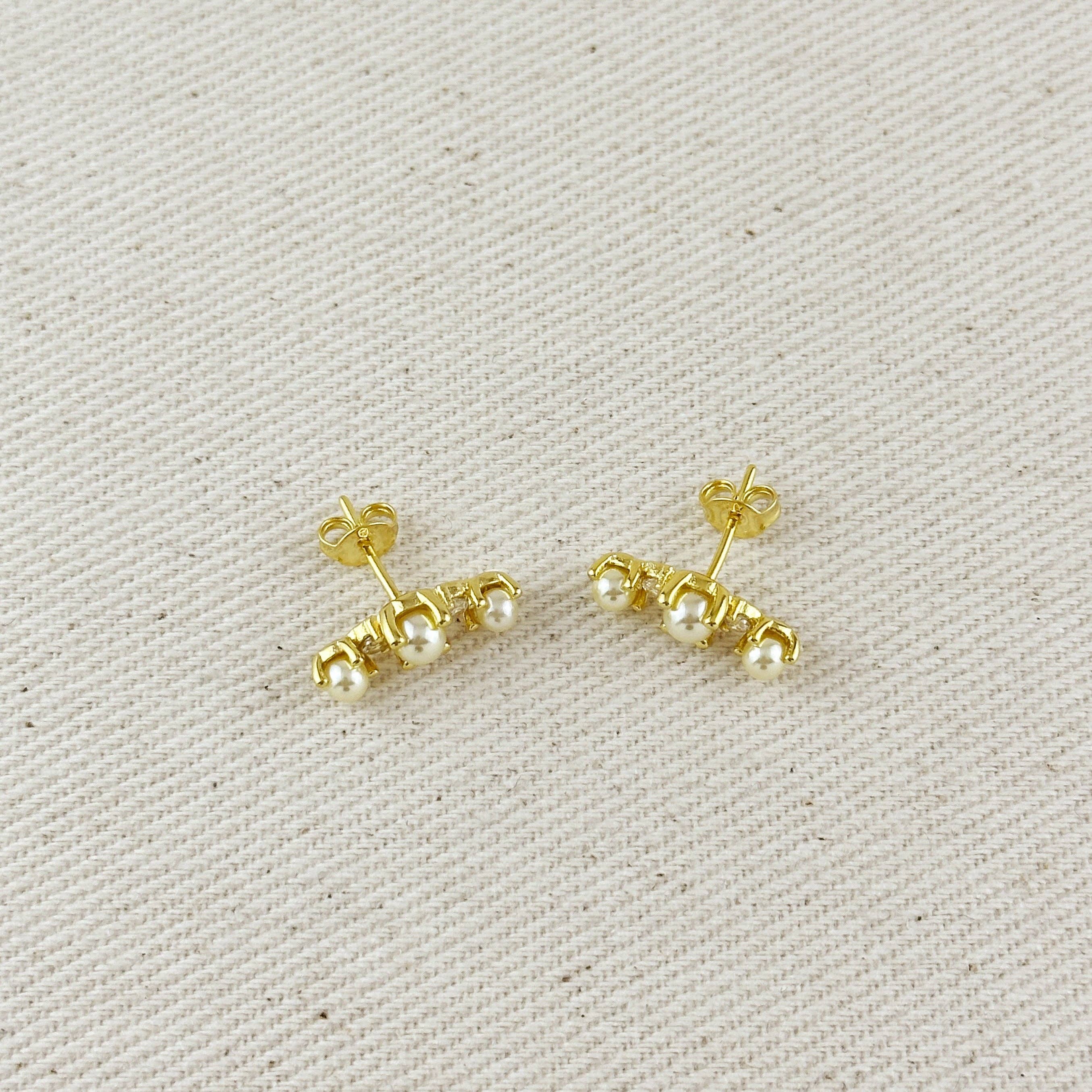 GoldFi - Vente Clous d'oreille - Boucles d'oreilles en perles et cristaux plaquées or 18 carats4