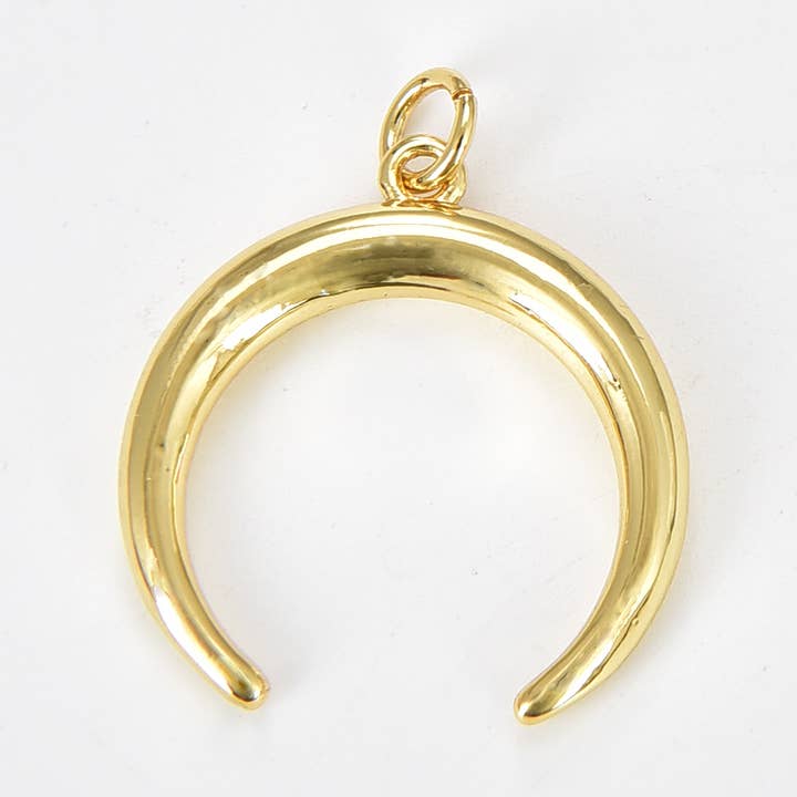 Beads Creation - Vente Breloques/médailles personnalisées - Pendentif à breloques en forme de croissant de lune rempli d'or, CP10730