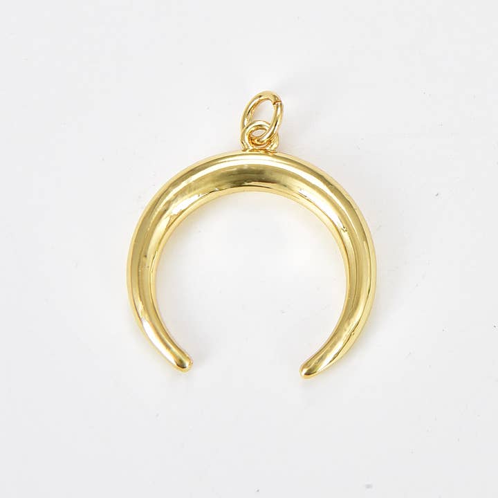 Beads Creation - Wholesale Individual Charm/Pendant - Gold Filled Crescent Moon Horn Charm Pendant, CP1073