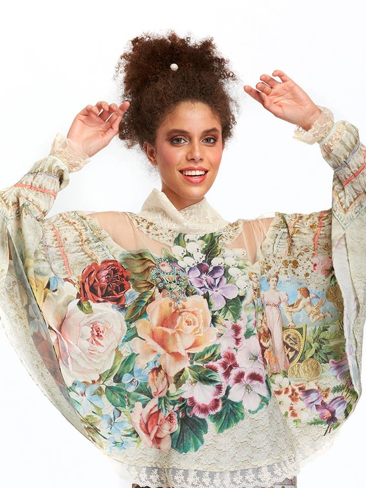 IPNG Design - Vendita all'ingrosso Camicetta - Donna - Blusa a scialle - Fortune In Flowerland0